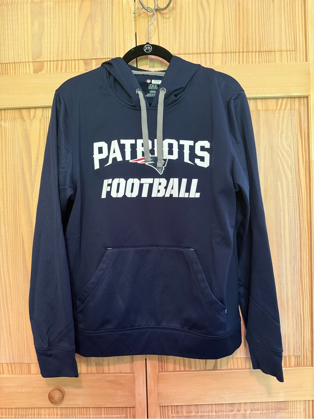 Team Apparel Navy Patriots Football Hoodie with Gray Drawstrings
